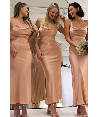 Bridesmaid Dresses Short Cowl Neck Prom Dress Tea Length Satin Formal Dresses for Women Teal $25.60 Others