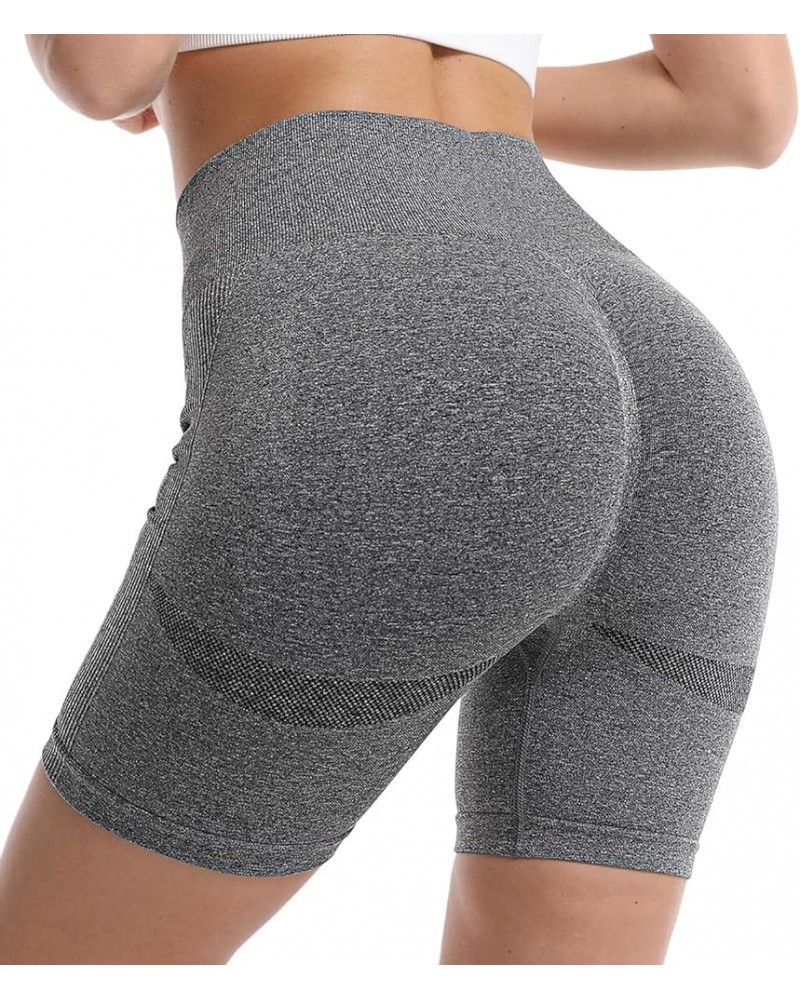 Gym Shorts Women, Seamless Yoga High-Waisted Workout Shorts, Scrunch Butt Booty Lifting Running Active Smile Shorts Grey $8.9...