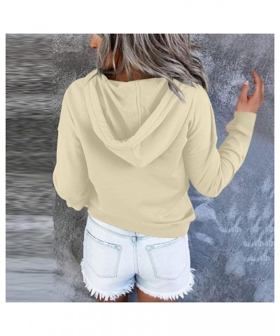 Button Collar Hoodies For Women Solid Color Cute Sweatshirts Long Sleeve Pullover Tops Trendy Fall Fashion 2023 J042-beige $1...