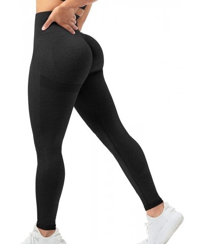 Womens High Waisted Seamless Workout Leggings Butt Lifting Gym Yoga Pants Booty Scrunch Vital Tummy Control Ruched Tights 1 B...