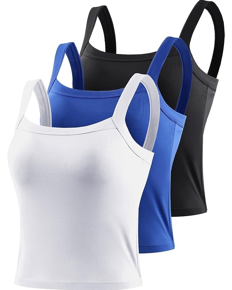 Women's Compression Tank Tops Built-in Sport Bra 3 Pack 088 Black/Blue/White, Pack of 3 $15.58 Activewear