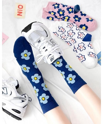 3-6 Pairs Womens Cute Animal Patterned Funny Novelty Cotton Crew Socks Flower 04 - 5 Pairs $11.79 Socks