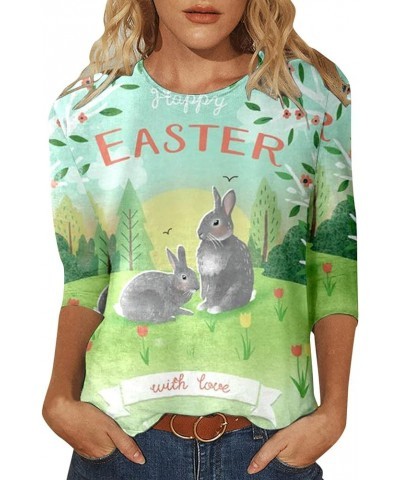 Easter Shirts for Girls Women Fashion Three Quarter Sleeve Tops Casual Printed T Shirt Trendy Sweater for Women Green $8.54 A...