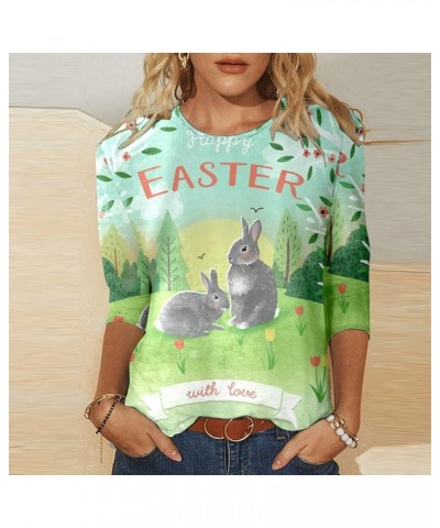 Easter Shirts for Girls Women Fashion Three Quarter Sleeve Tops Casual Printed T Shirt Trendy Sweater for Women Green $8.54 A...