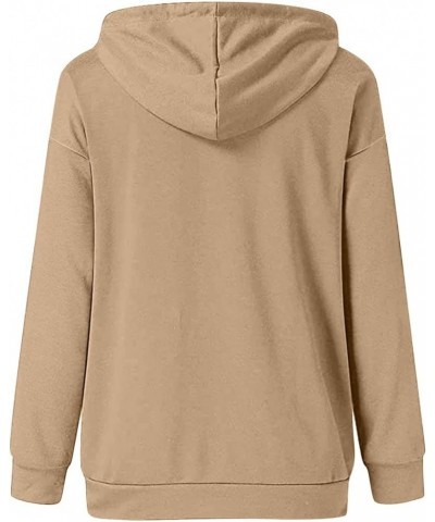 Button Collar Hoodies For Women Solid Color Cute Sweatshirts Long Sleeve Pullover Tops Trendy Fall Fashion 2023 J013-khaki $1...