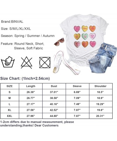 Valentines Day Shirts Women Valentine Gift Tshirt Cute Girl Love Heart Printed Valentine's Short Sleeve Top… White a $11.69 Tops