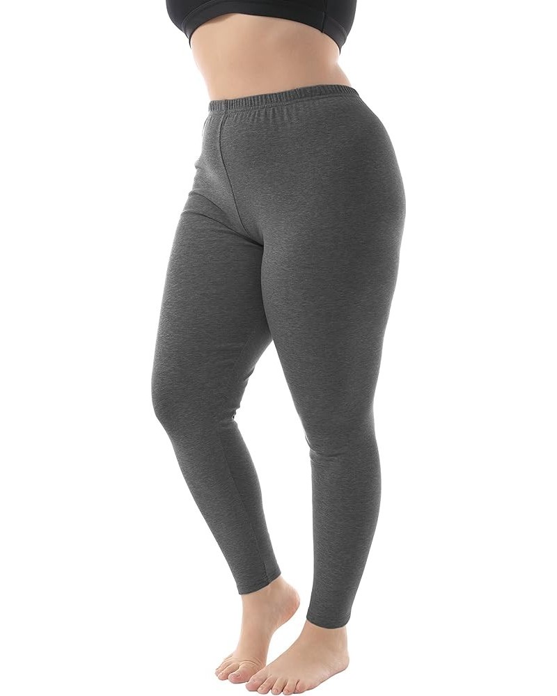 Women's Plus Size Stretchy Soft Lightweight Full Length Leggings Dark Heather Gray $11.43 Leggings