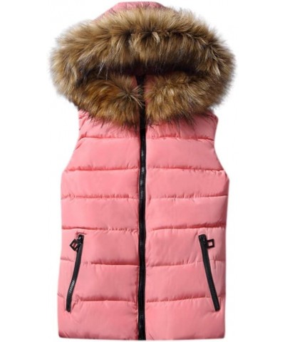 Furry Jacket Coats for Women Faux Leather Cardigan Coat Outwear Vest Sleeveless Warm Winter Coats Fleece Jacket Zc-pink $13.3...