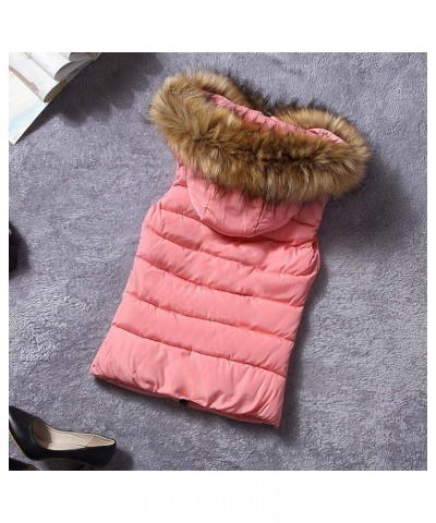 Furry Jacket Coats for Women Faux Leather Cardigan Coat Outwear Vest Sleeveless Warm Winter Coats Fleece Jacket Zc-pink $13.3...