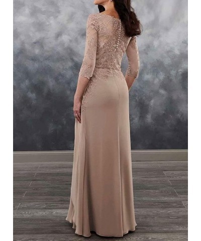 Mother of The Bride Dresses Long Evening Formal Dress 3/4 Sleeve Lace Applique Ruffles Steel Grey $45.36 Dresses