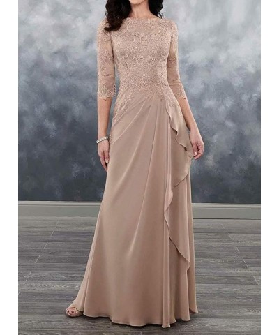 Mother of The Bride Dresses Long Evening Formal Dress 3/4 Sleeve Lace Applique Ruffles Steel Grey $45.36 Dresses