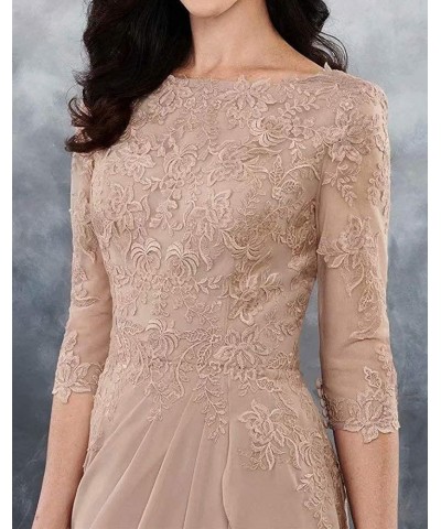 Mother of The Bride Dresses Long Evening Formal Dress 3/4 Sleeve Lace Applique Ruffles Steel Grey $45.36 Dresses