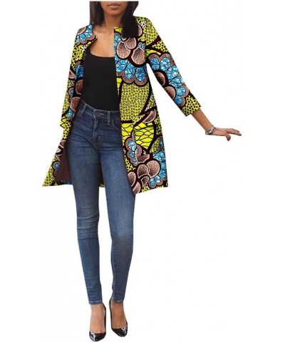 African Women's Coats Ankara Print Long Sleeve Jacket Top Dashiki Casual Trench Coat Outwear 619 $26.27 Coats