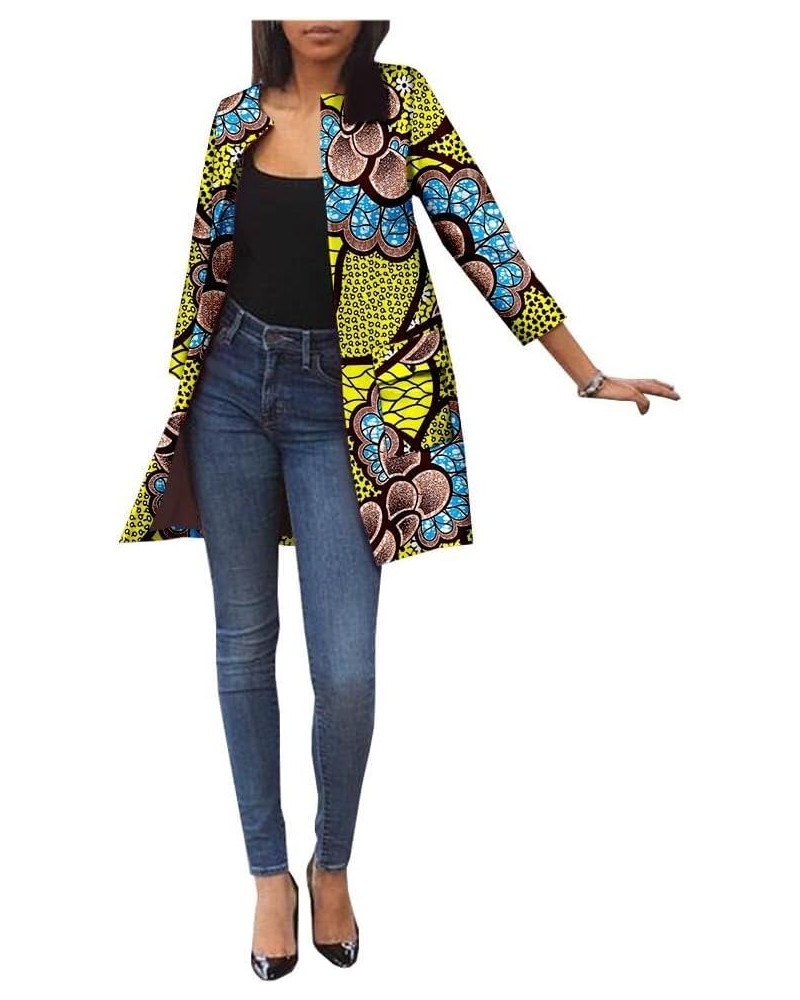 African Women's Coats Ankara Print Long Sleeve Jacket Top Dashiki Casual Trench Coat Outwear 619 $26.27 Coats