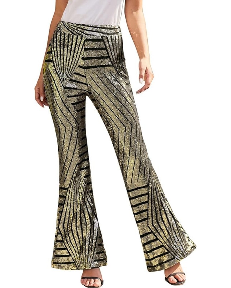 Sequin Pants Women Straight Leg Glitter Sequin Pants Sparkly Loose Trousers Shiny Dance Bling Party Clubwear Pants Z2-gold $1...