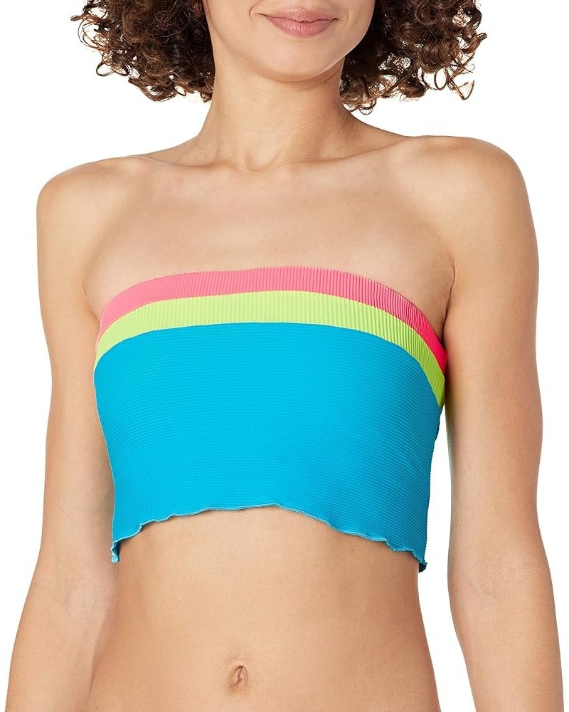 Women's Standard Sunrise Tube Bikini Top Swimsuit Neon Blue $12.56 Swimsuits