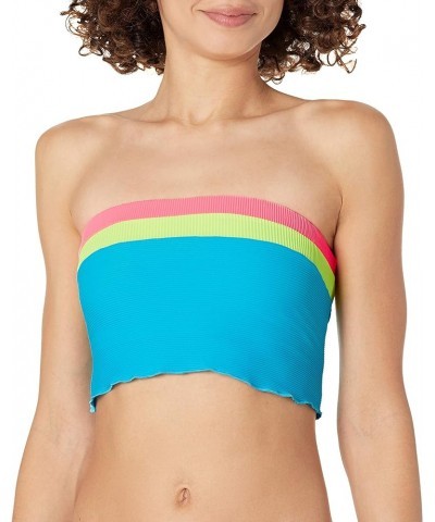 Women's Standard Sunrise Tube Bikini Top Swimsuit Neon Blue $12.56 Swimsuits