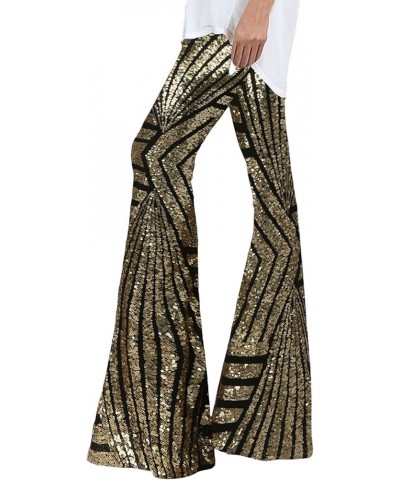 Sequin Pants Women Straight Leg Glitter Sequin Pants Sparkly Loose Trousers Shiny Dance Bling Party Clubwear Pants Z2-gold $1...