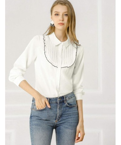 Women's Tie Neck Elegant Long Sleeve Work Blouse White $12.00 Blouses