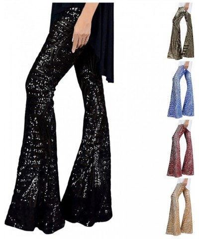 Sequin Pants Women Straight Leg Glitter Sequin Pants Sparkly Loose Trousers Shiny Dance Bling Party Clubwear Pants Z2-gold $1...