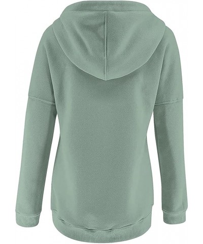 Lightweight Hoodie Women Casual Button Long Sleeve Pullover Tops Drawstring Lightweight Fall Sweatshirt with Pocket 01 Green ...