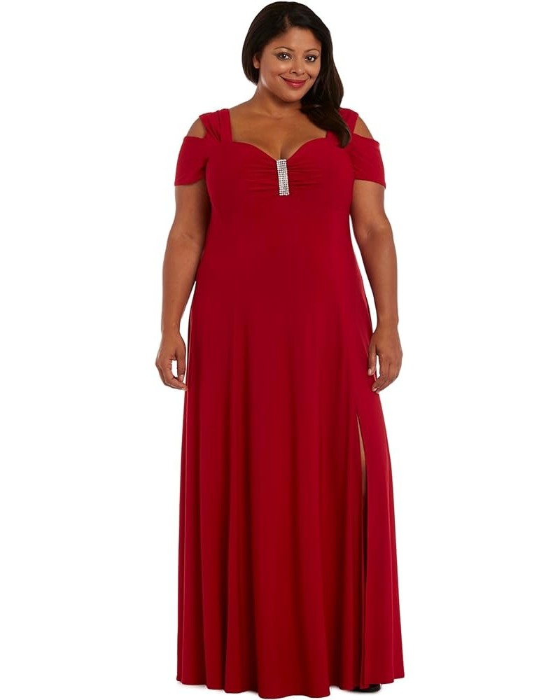 Long Mother of Bride Plus Size Formal Dress| Cap Sleeve, Zipper Back, Full-Length Red $53.32 Dresses