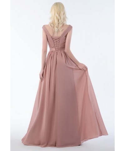 Bridesmaid Dresses Off Shoulder Chiffon - Pleated Formal Evening Dress with Slit Cinnamon $34.64 Dresses