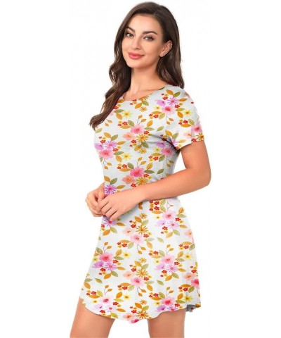 Cute Lightweight Short Sleeve Nightgowns for Women Sleepwear Soft Nightshirt Womens Loungewear Cozy Sleepshirt Floral 04 $9.2...