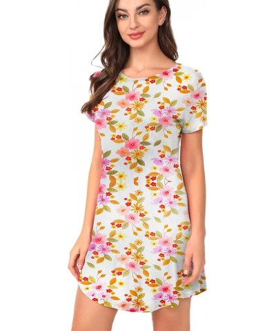 Cute Lightweight Short Sleeve Nightgowns for Women Sleepwear Soft Nightshirt Womens Loungewear Cozy Sleepshirt Floral 04 $9.2...