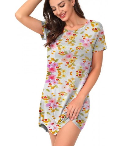 Cute Lightweight Short Sleeve Nightgowns for Women Sleepwear Soft Nightshirt Womens Loungewear Cozy Sleepshirt Floral 04 $9.2...