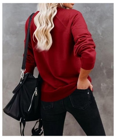 Women Long Sleeve Mama Sweatshirts Round Neck Pullover Loose Lightweight Blouse Tops Burgundy $17.00 Hoodies & Sweatshirts