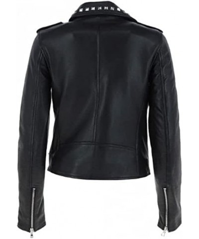 SAMS Classic Women Genuine Leather Jacket - Ladies Slim Fit Motorcycle Jacket Black Black 09 $41.40 Coats