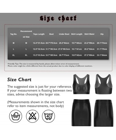 Women Shiny Glossy Pencil Skirts Sets with Sports Crop Top Activewear Musical Party Clubwear Burgundy $7.48 Suits