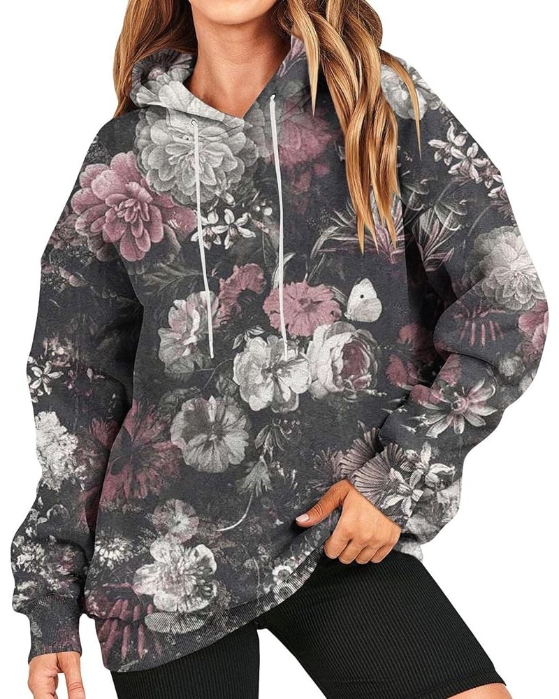 Women's Camo Hoodie Maple-Leaf flower Print Oversized Sweatshirt Fleece Hooded Sweatshirts Retro Classic Pullovers Pink-7 $10...