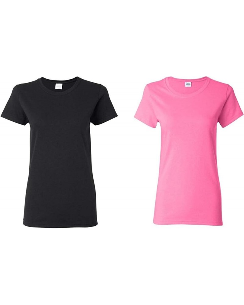 Women's Heavy Cotton T-Shirt, Style G5000L, 2-Pack Black/Pink $7.13 T-Shirts