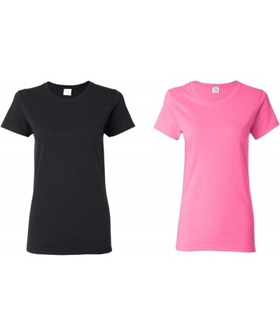 Women's Heavy Cotton T-Shirt, Style G5000L, 2-Pack Black/Pink $7.13 T-Shirts