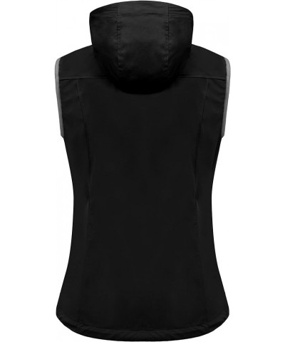 Women's Lightweight Softshell Vest, Windproof Sleeveless Jacket for Running Hiking Travel Black-with Hood $21.60 Vests