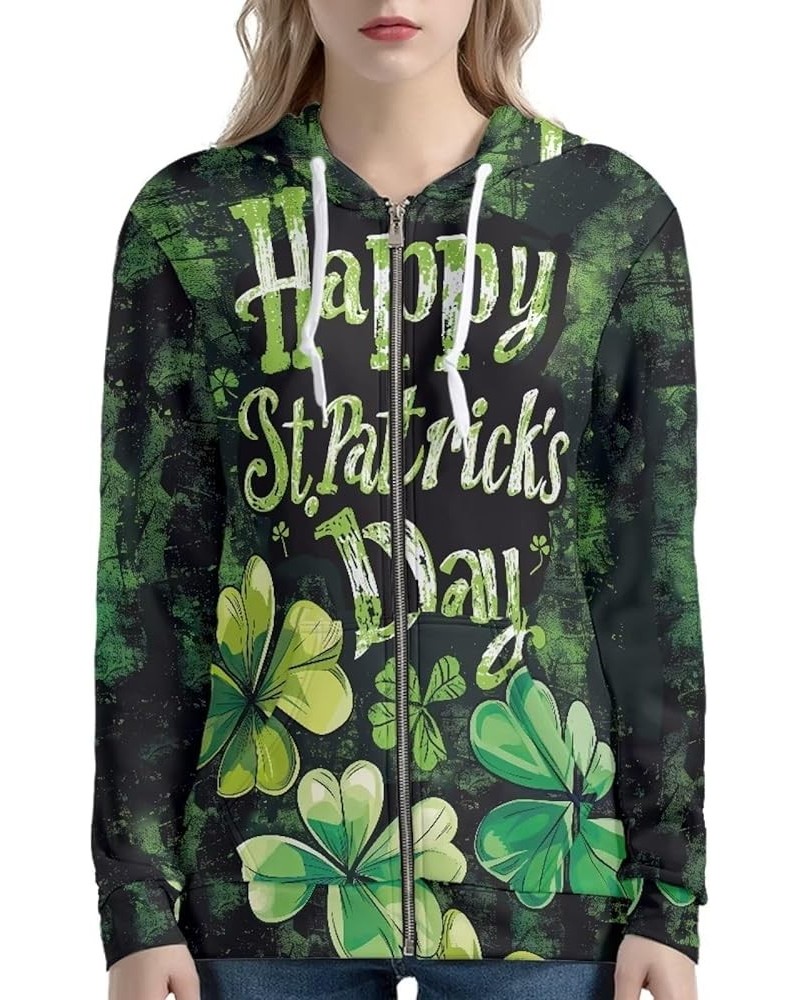 Women's Long Sleeve Hooded Cardigans Fall Lightweight Hoodie Sweatshirts Full Zip with Pocket Happy St. Patrick's Day Leaf $1...