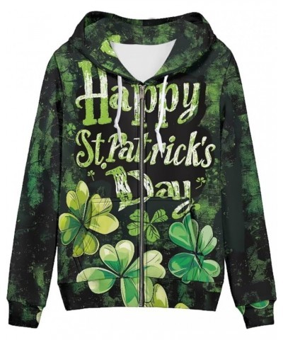 Women's Long Sleeve Hooded Cardigans Fall Lightweight Hoodie Sweatshirts Full Zip with Pocket Happy St. Patrick's Day Leaf $1...