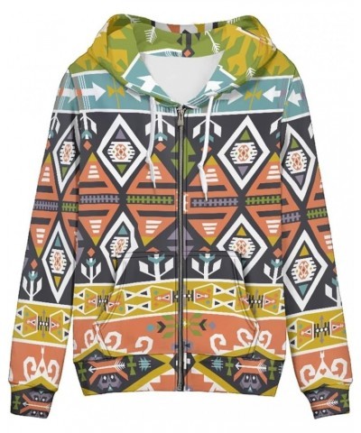 Hoodies with Pockets Zip Up Hoodie for Women Girls Sweatshirt Long Sleeves Sports Wear for Fall Spring XS-5XL Aztec Pattern $...