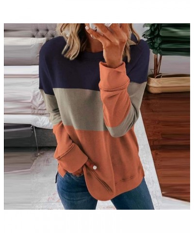 Womens Crewneck Solid Striped Sweatshirts Side Split Sweater Tops Long Sleeve Pullover Shirts 2022 Cozy Fall Top White $10.82...