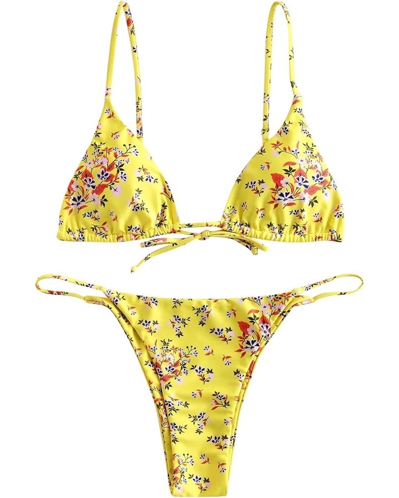 Bikini Sets for Women Sexy Triangle String Halter Thong Micro Bikini Bathing Suits Two Piece Womens Bikini Swimsuits A-yellow...