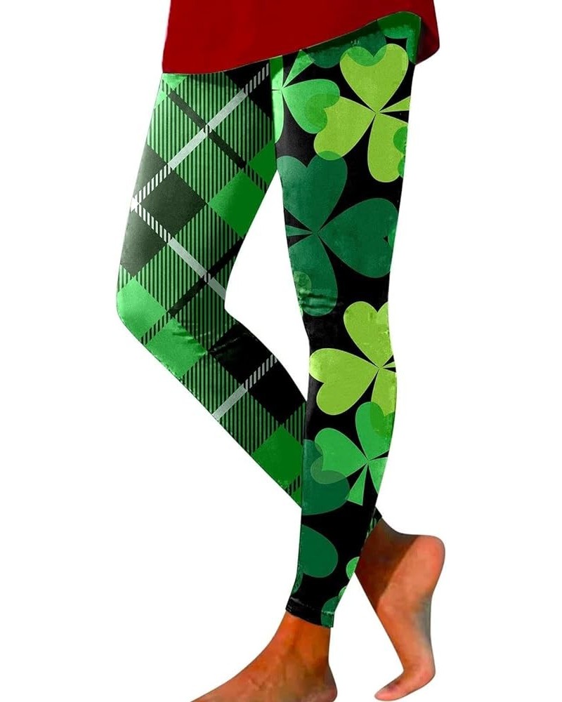 St Patricks Day Leggings for Women Holiday Printed Leggings High Waisted Slim Tummy Control Shamrock Yoga Pants 2024 01-i $9....