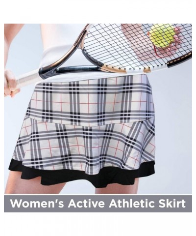 Womens Tennis Golf Skirt Pickleball Athletic Exercise Printed Skorts Short Pocket Tartan Black Plaid $20.10 Skorts