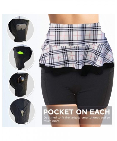 Womens Tennis Golf Skirt Pickleball Athletic Exercise Printed Skorts Short Pocket Tartan Black Plaid $20.10 Skorts