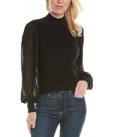 Women's Long Sleeve Mock Neck Pullover Sweater Top Black Onyx $24.87 Sweaters