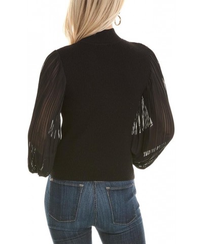 Women's Long Sleeve Mock Neck Pullover Sweater Top Black Onyx $24.87 Sweaters