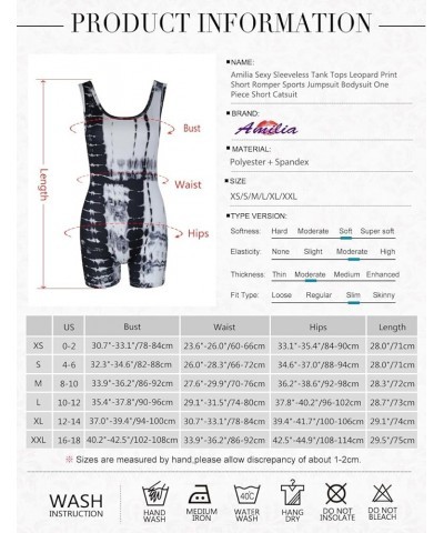 Amilia Sexy Sleeveless Tank Tops Short Romper Sports Jumpsuit Bodysuit One Piece Short Catsuit Black Tie Dye $10.25 Jumpsuits