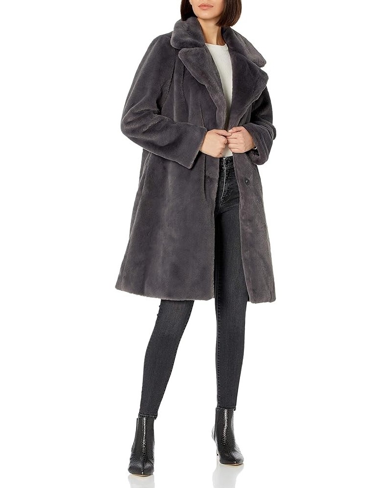 Women's Kiara Loose-Fit Long Faux Fur Coat Graphite $47.82 Coats