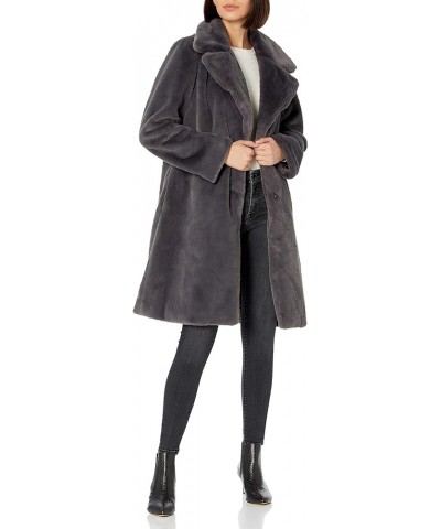 Women's Kiara Loose-Fit Long Faux Fur Coat Graphite $47.82 Coats